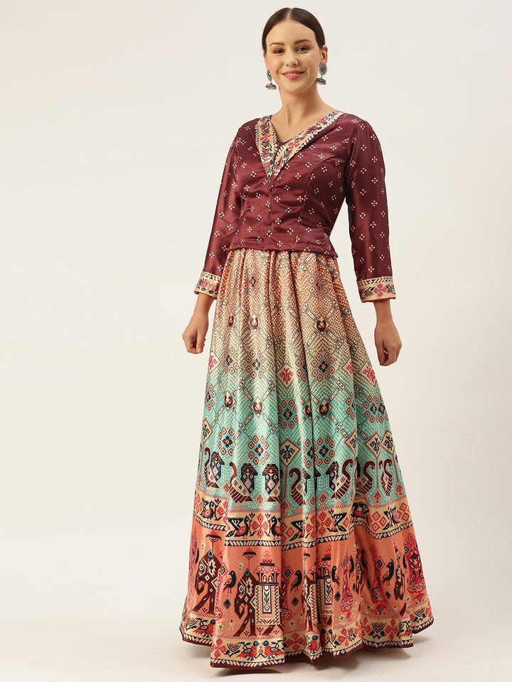 Designer Digital Bandhani Lehenga | Satin Silk Crop Top Choli Set