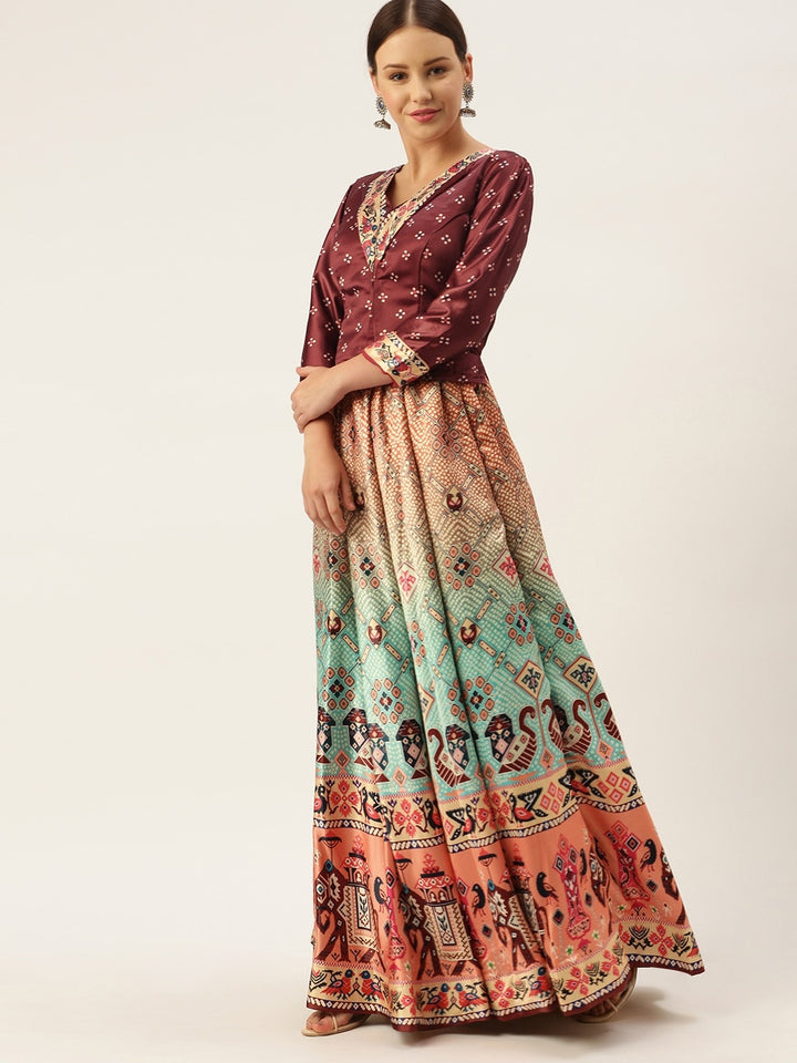 Designer Digital Bandhani Lehenga | Satin Silk Crop Top Choli Set