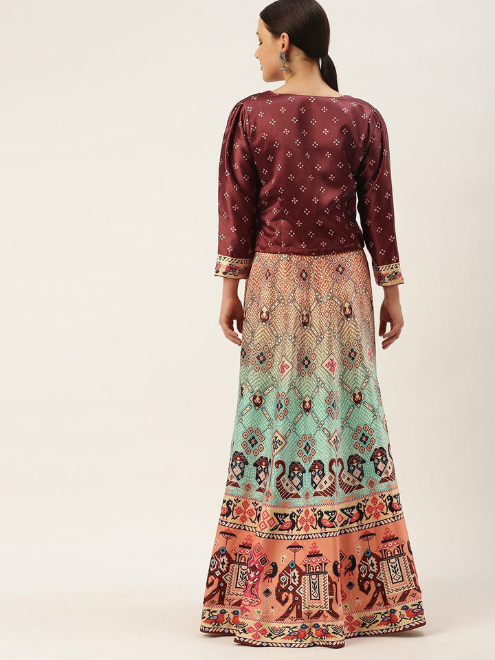 Designer Digital Bandhani Lehenga | Satin Silk Crop Top Choli Set
