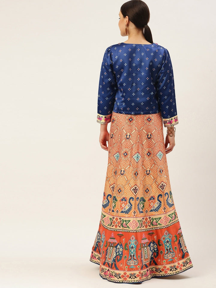 Designer Digital Bandhani Lehenga | Satin Silk Crop Top Choli Set