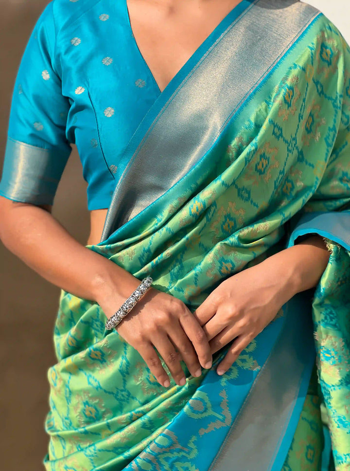 Luxurious Patola Silk Saree | Exquisite Wevon Meenakari Ikkat Work