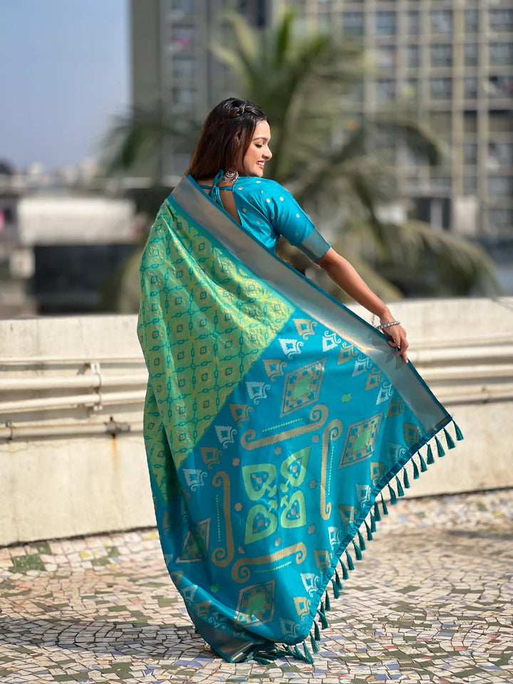 Luxurious Patola Silk Saree | Exquisite Wevon Meenakari Ikkat Work
