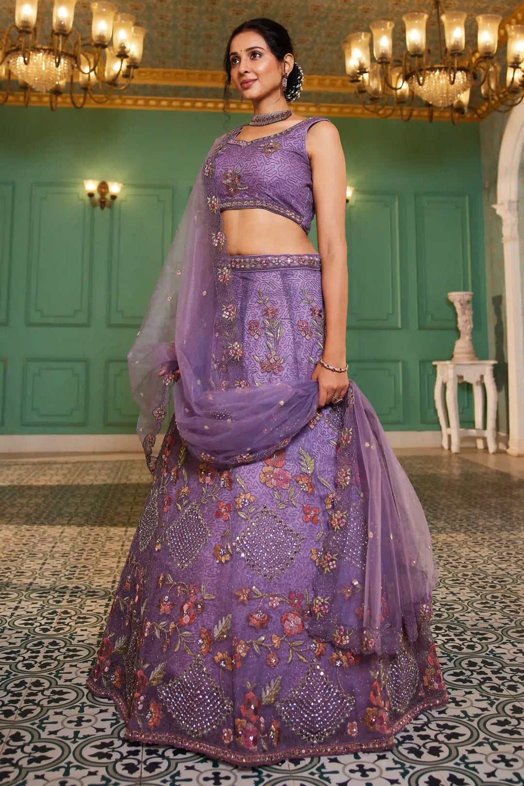 Luxurious Embroidered Lehenga | Net Fabric with Stunning Detailing