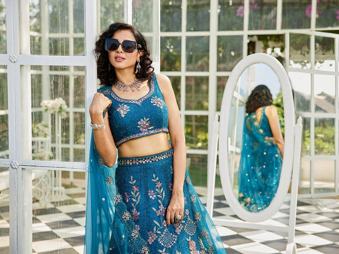 Luxurious Embroidered Lehenga | Net Fabric with Stunning Detailing