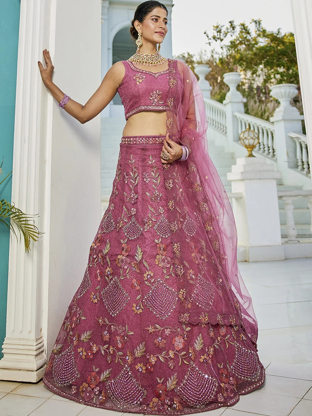 Luxurious Embroidered Lehenga | Net Fabric with Stunning Detailing