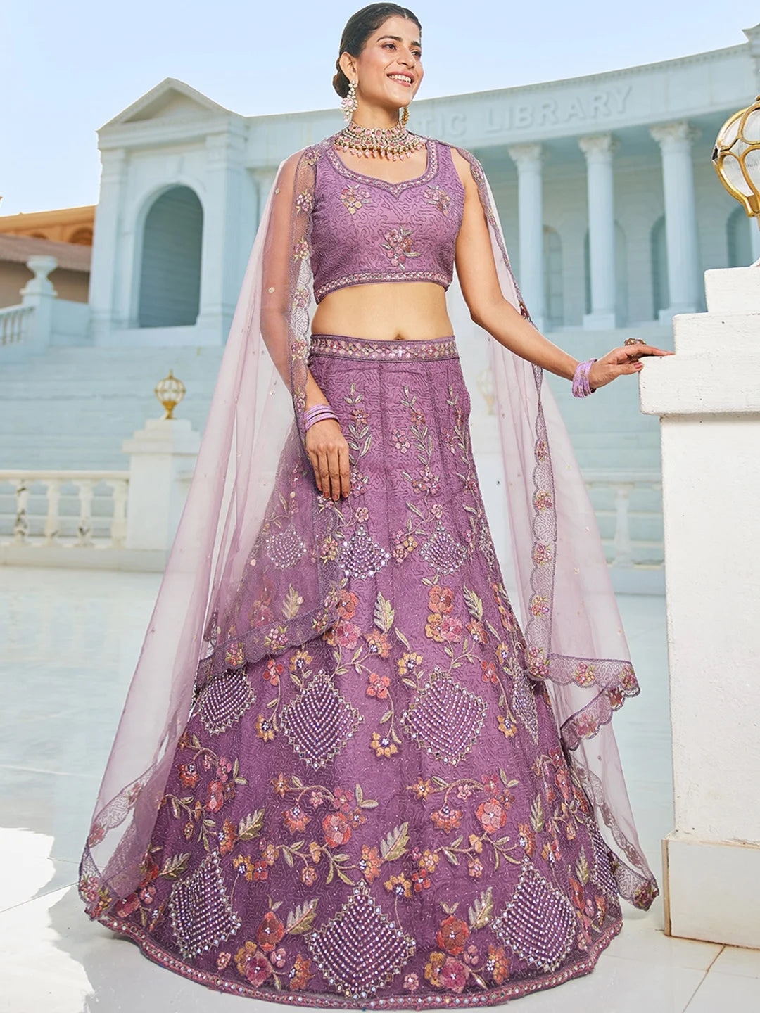 Luxurious Embroidered Lehenga | Net Fabric with Stunning Detailing