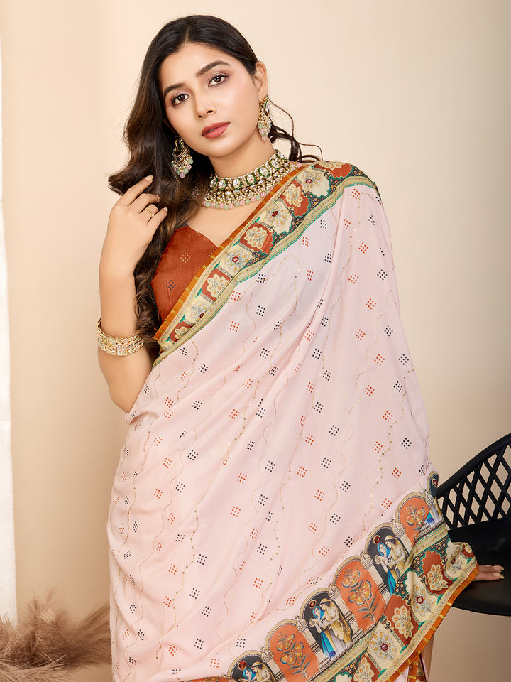 Stylish Digital Printed Saree | Muslin Cotton for Modern Ethnic Look