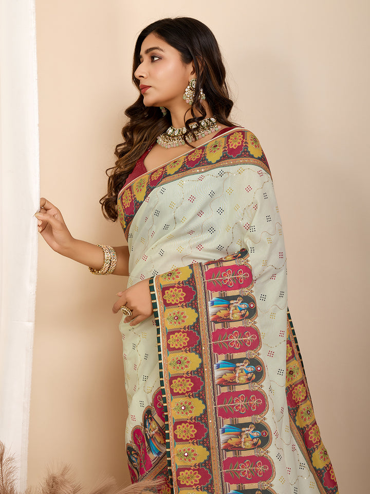 Stylish Digital Printed Saree | Muslin Cotton for Modern Ethnic Look
