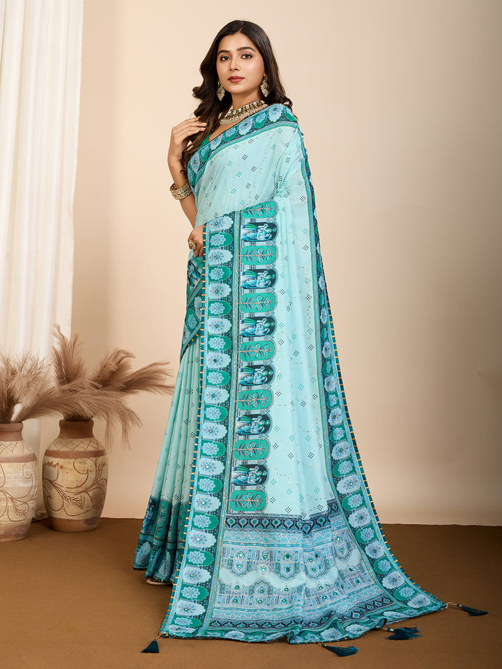 Stylish Digital Printed Saree | Muslin Cotton for Modern Ethnic Look