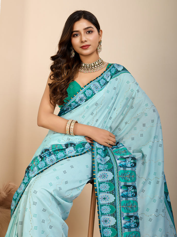 Stylish Digital Printed Saree | Muslin Cotton for Modern Ethnic Look