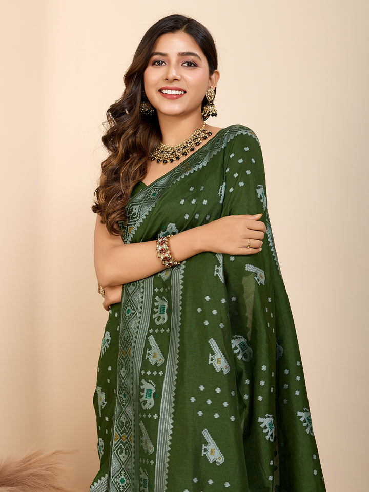 Elegant Soft Silk Saree | Wevon Meenakari Designer Craftsmanship