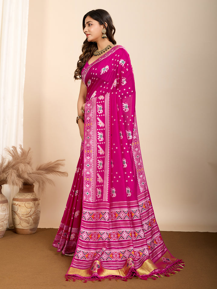 Elegant Soft Silk Saree | Wevon Meenakari Designer Craftsmanship
