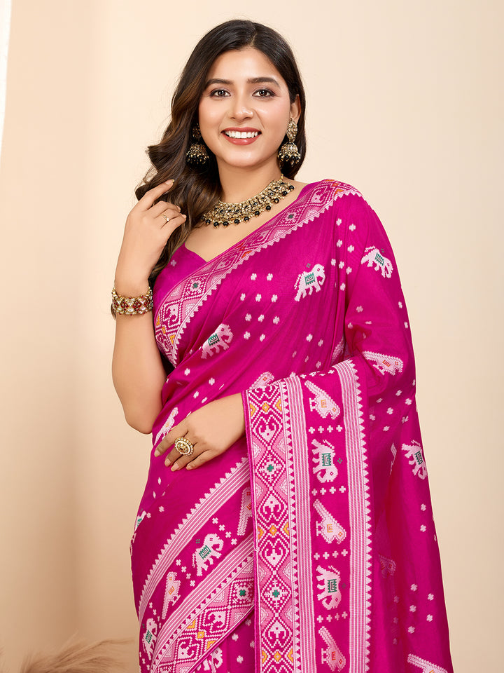 Elegant Soft Silk Saree | Wevon Meenakari Designer Craftsmanship
