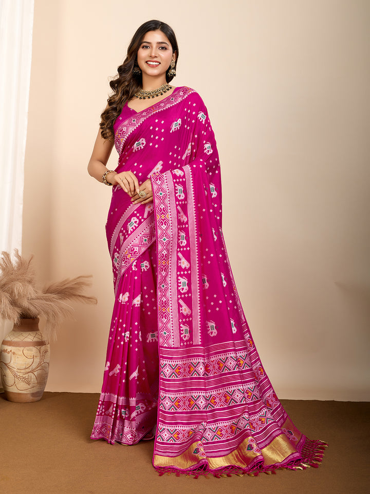 Elegant Soft Silk Saree | Wevon Meenakari Designer Craftsmanship