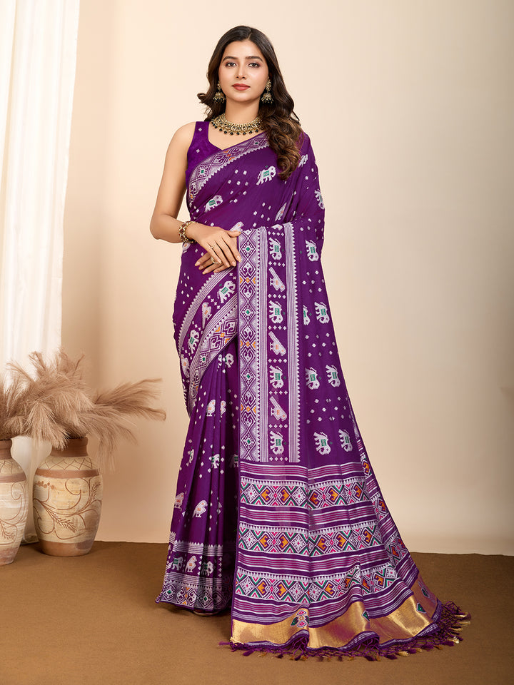 Elegant Soft Silk Saree | Wevon Meenakari Designer Craftsmanship