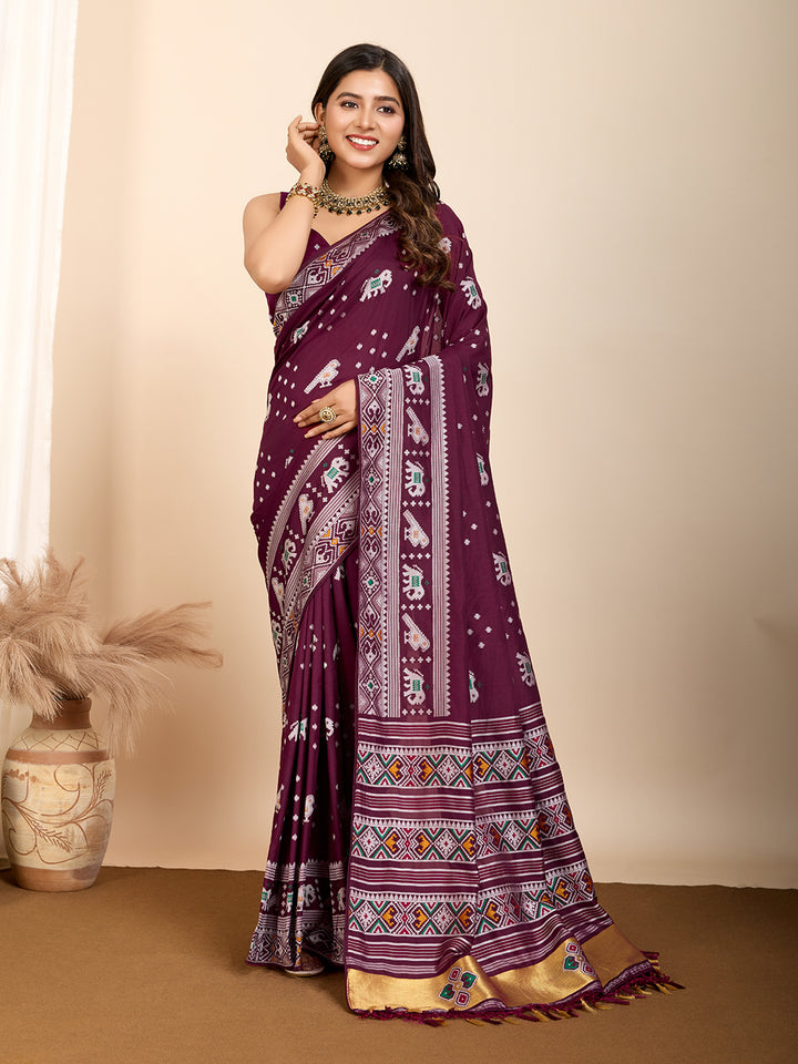 Elegant Soft Silk Saree | Wevon Meenakari Designer Craftsmanship