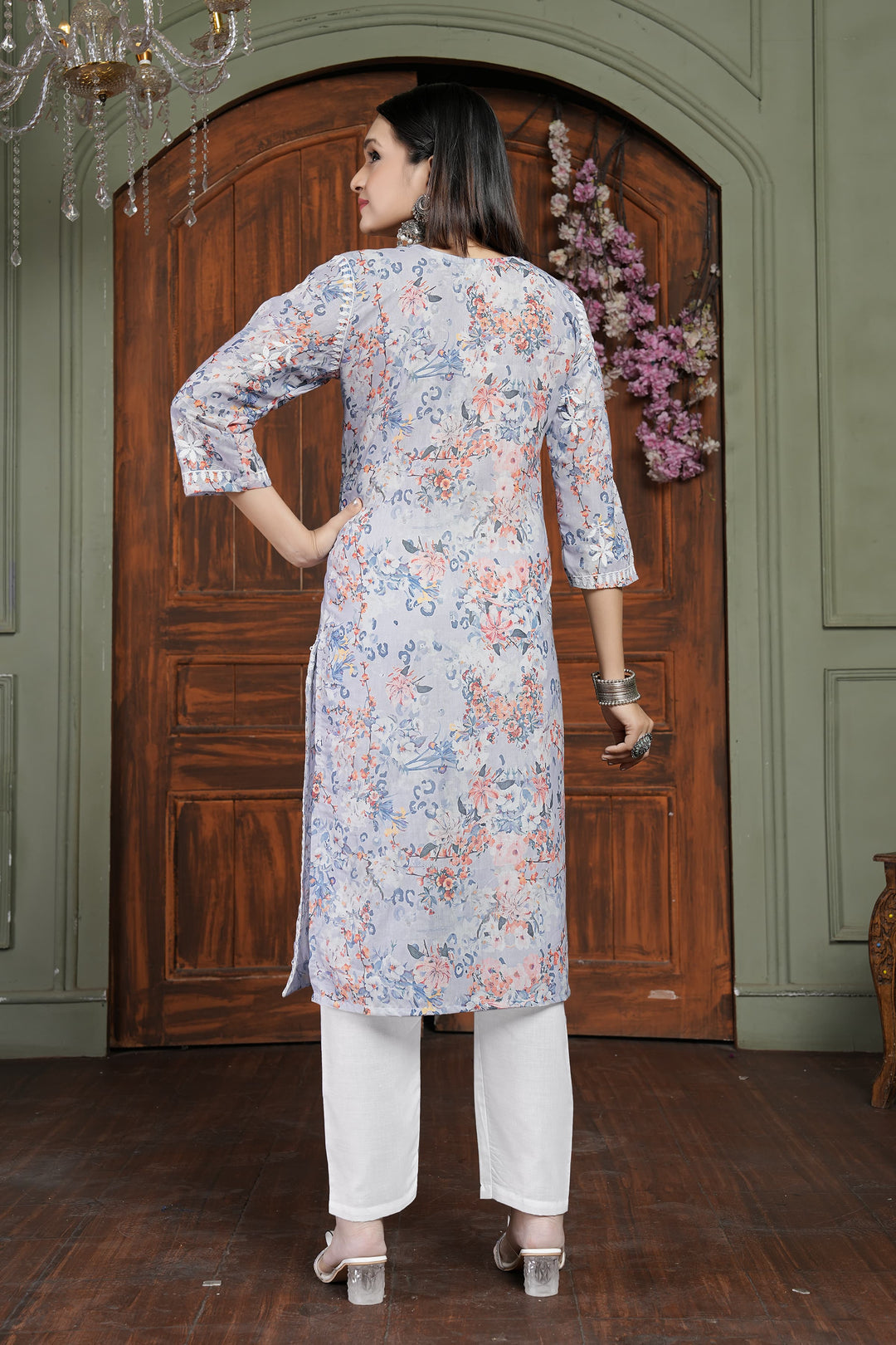 Stylish Women’s Cotton Kurti Set | Digital Print & Embroidery