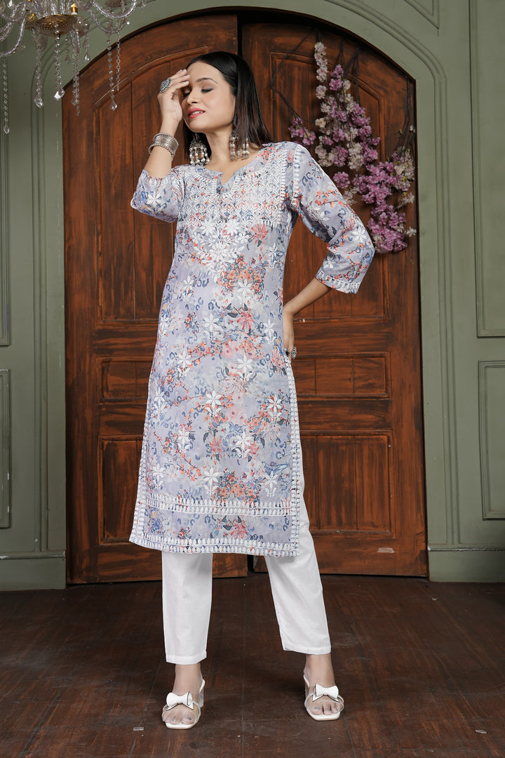 Stylish Women’s Cotton Kurti Set | Digital Print & Embroidery