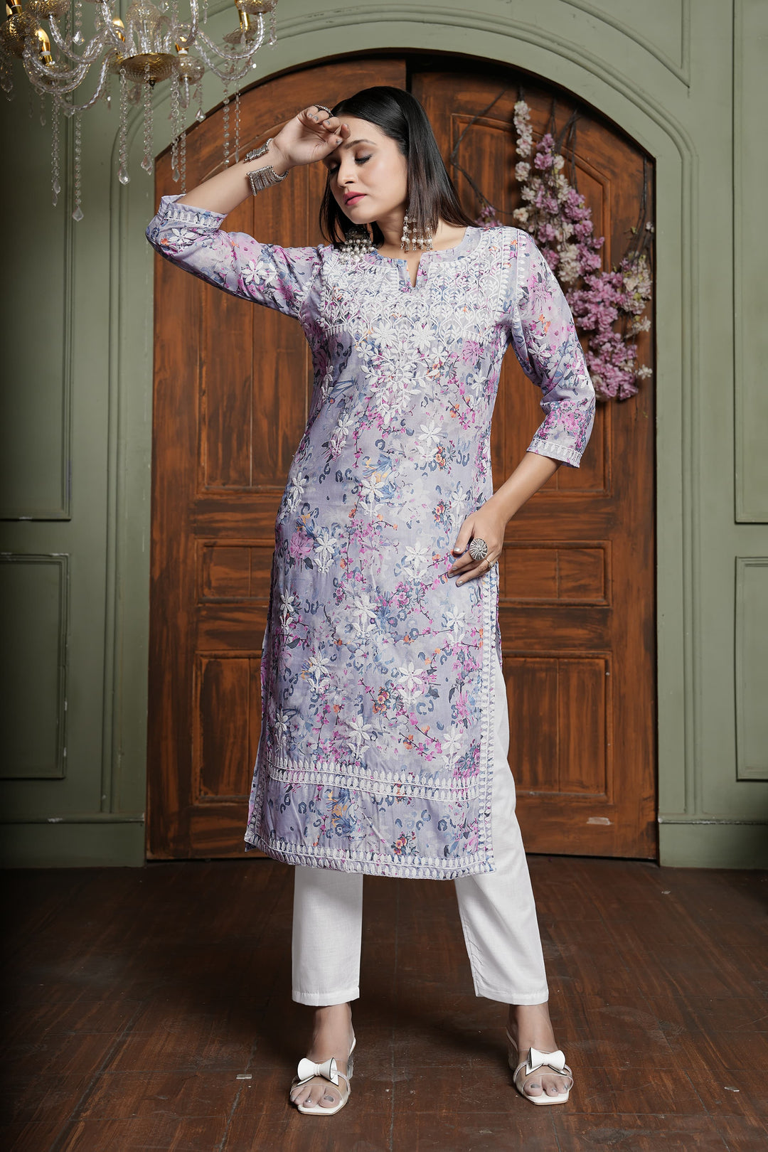 Stylish Women’s Cotton Kurti Set | Digital Print & Embroidery