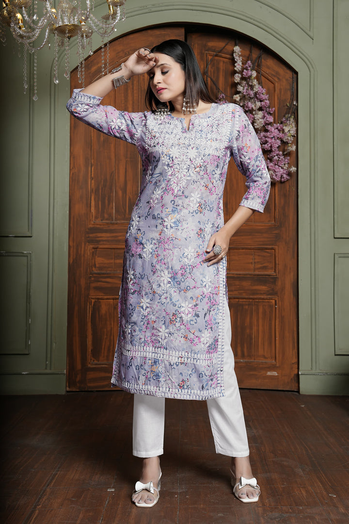 Stylish Women’s Cotton Kurti Set | Digital Print & Embroidery