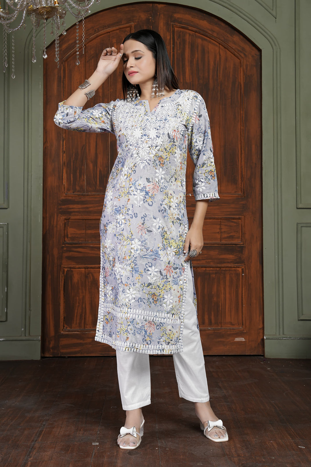 Stylish Women’s Cotton Kurti Set | Digital Print & Embroidery