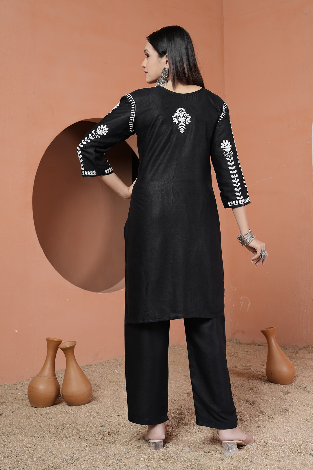 Elegant Rayon Kurti with Bottom | Chikankari Embroidery Work