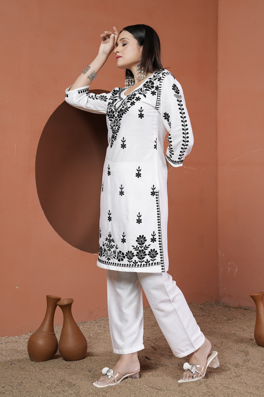Elegant Rayon Kurti with Bottom | Chikankari Embroidery Work