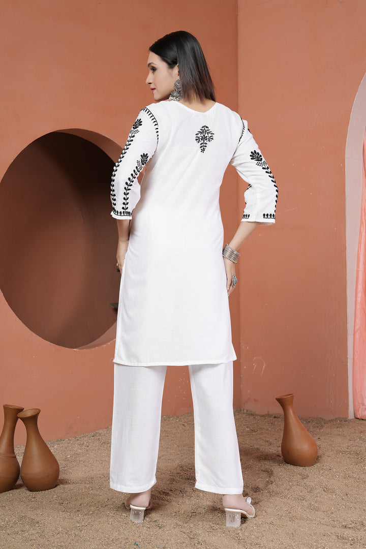 Elegant Rayon Kurti with Bottom | Chikankari Embroidery Work