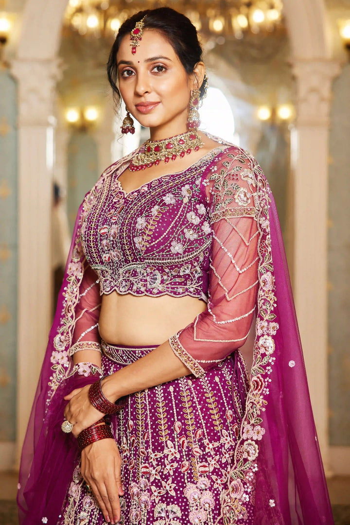 Exquisite Embroidered Lehenga | Net Fabric with Heavy Work Detailing