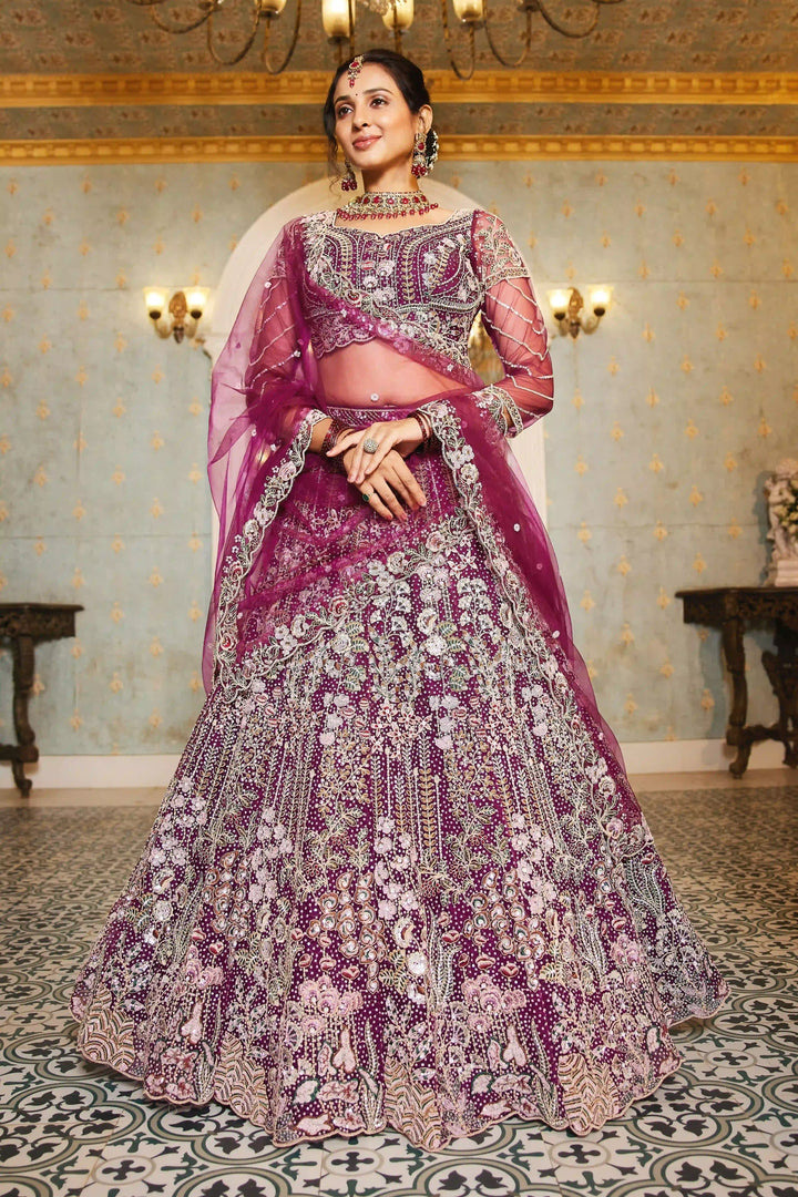 Exquisite Embroidered Lehenga | Net Fabric with Heavy Work Detailing