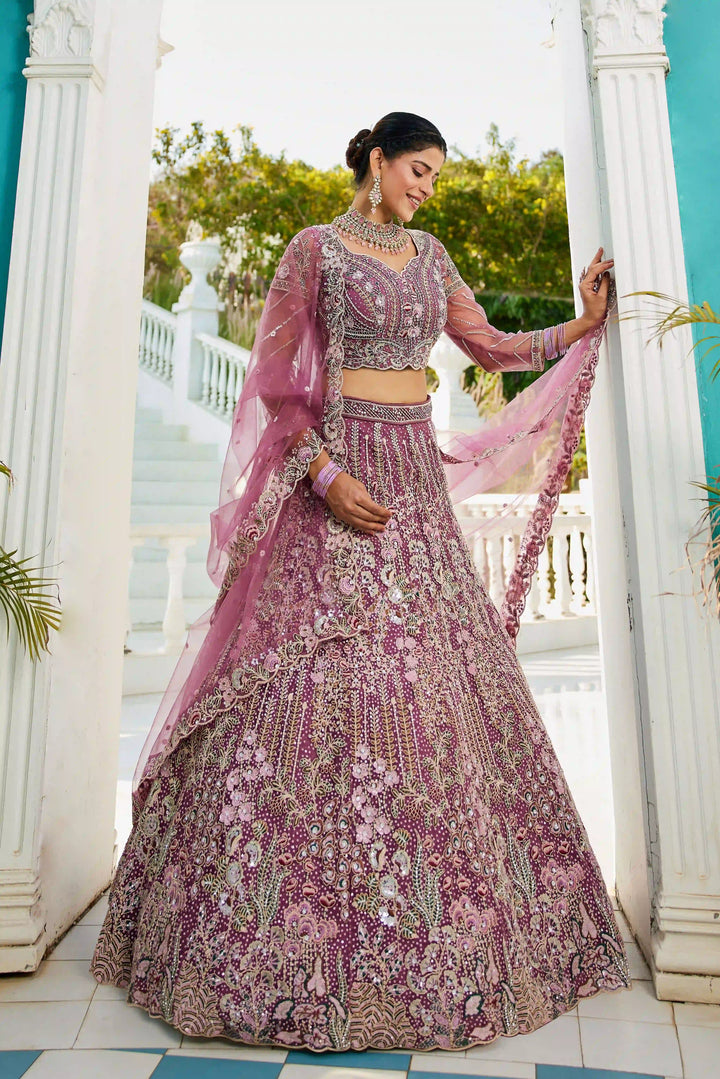 Exquisite Embroidered Lehenga | Net Fabric with Heavy Work Detailing