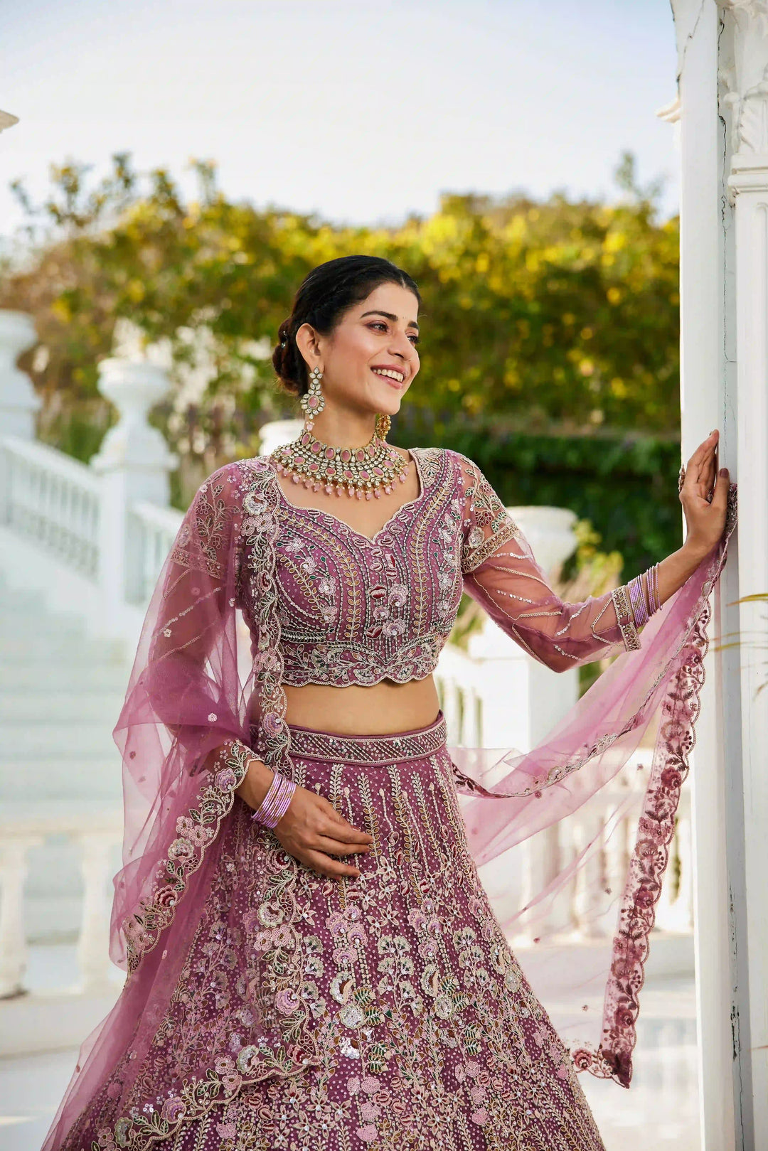 Exquisite Embroidered Lehenga | Net Fabric with Heavy Work Detailing