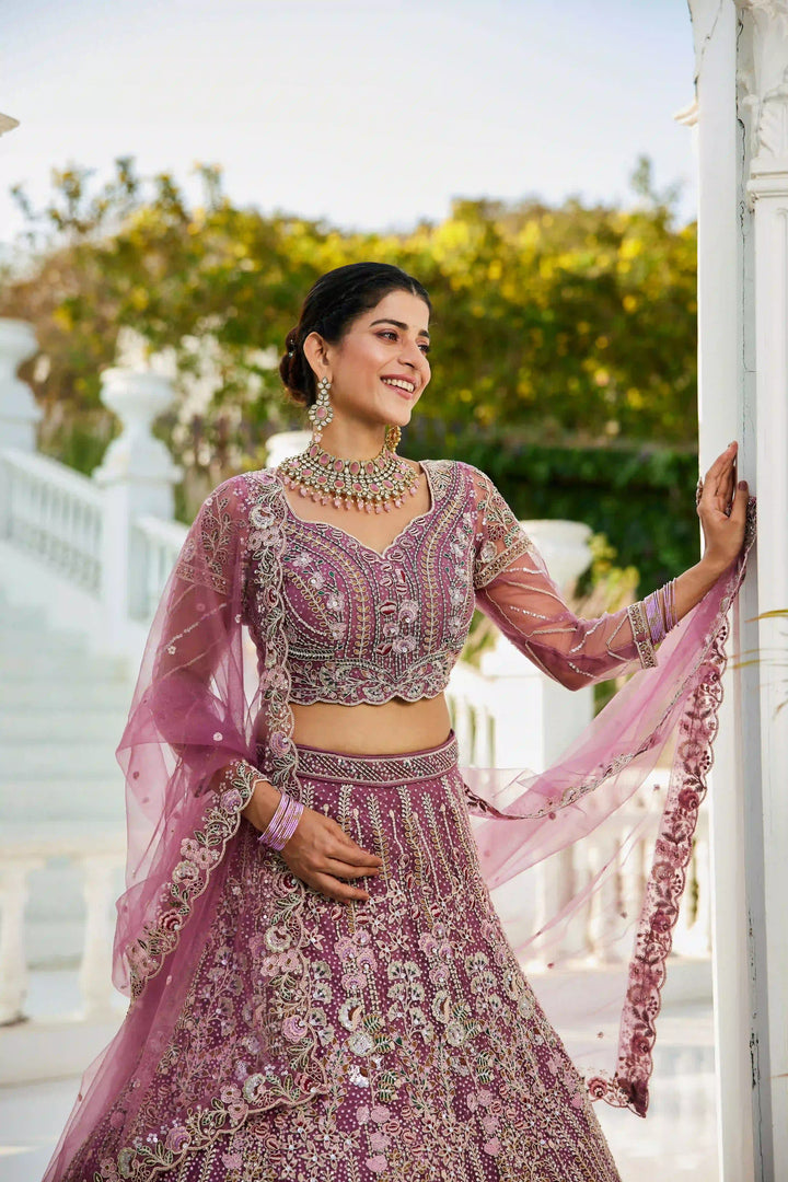 Exquisite Embroidered Lehenga | Net Fabric with Heavy Work Detailing