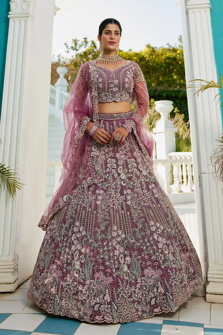 Exquisite Embroidered Lehenga | Net Fabric with Heavy Work Detailing
