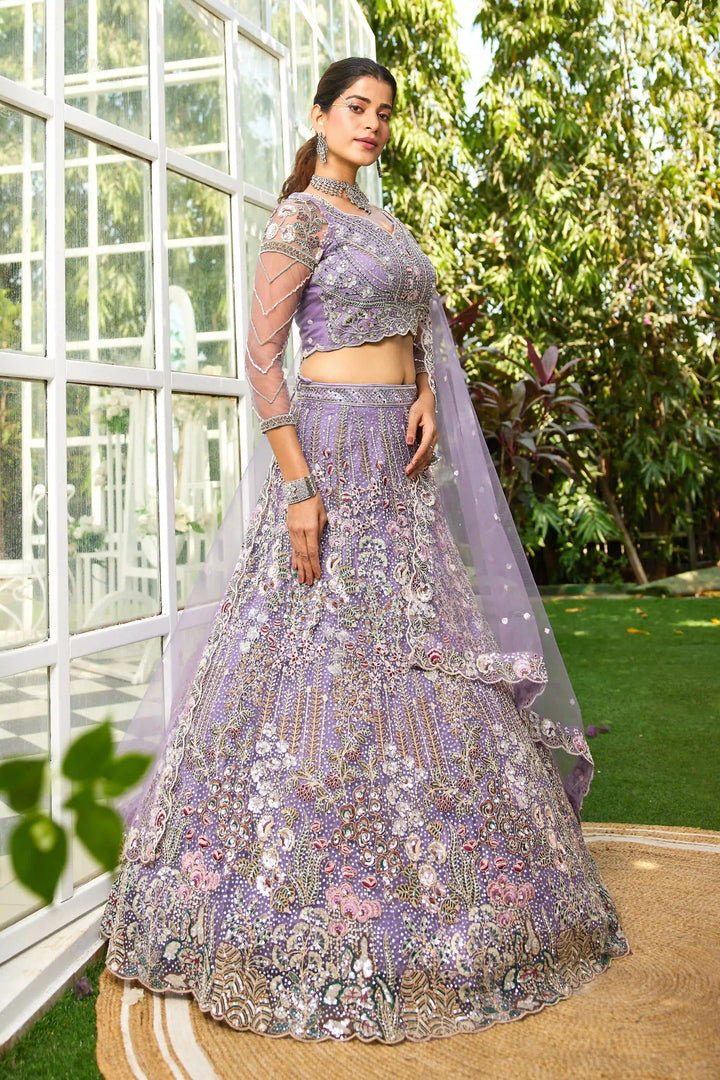 Exquisite Embroidered Lehenga | Net Fabric with Heavy Work Detailing