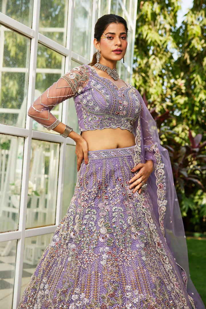 Exquisite Embroidered Lehenga | Net Fabric with Heavy Work Detailing