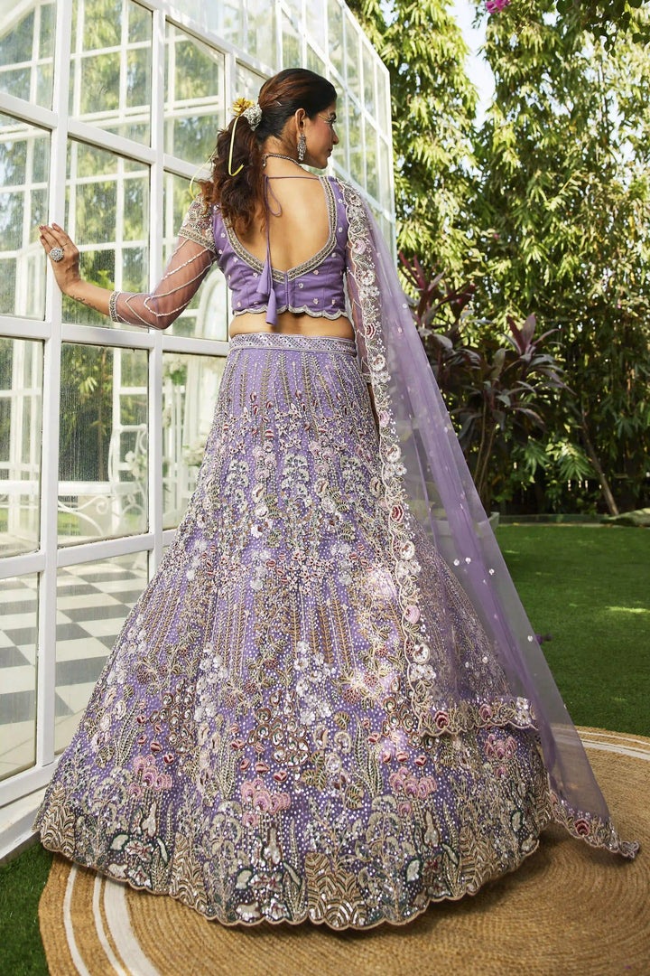 Exquisite Embroidered Lehenga | Net Fabric with Heavy Work Detailing