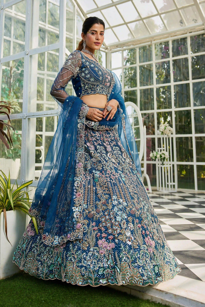 Exquisite Embroidered Lehenga | Net Fabric with Heavy Work Detailing