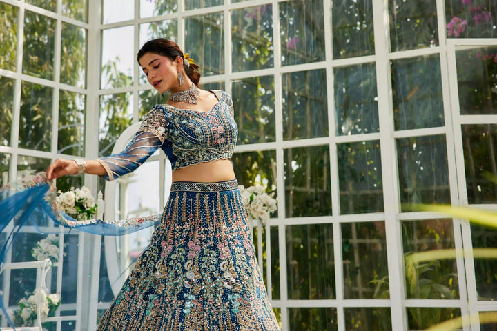 Exquisite Embroidered Lehenga | Net Fabric with Heavy Work Detailing