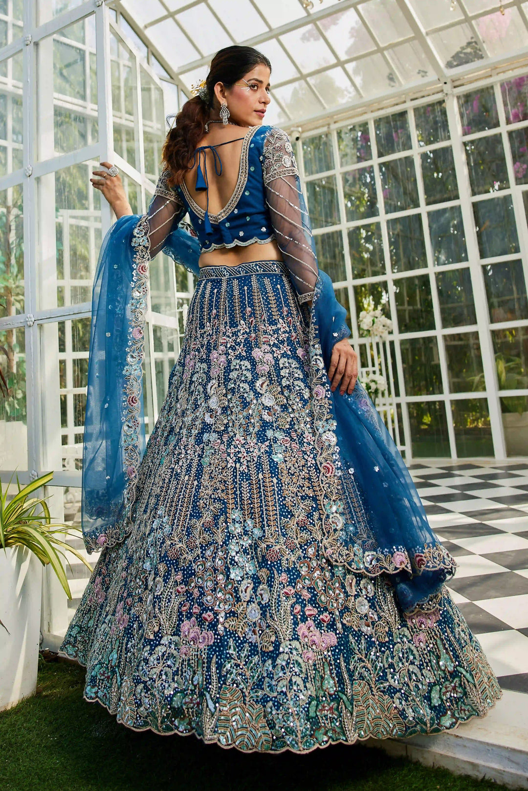 Exquisite Embroidered Lehenga | Net Fabric with Heavy Work Detailing