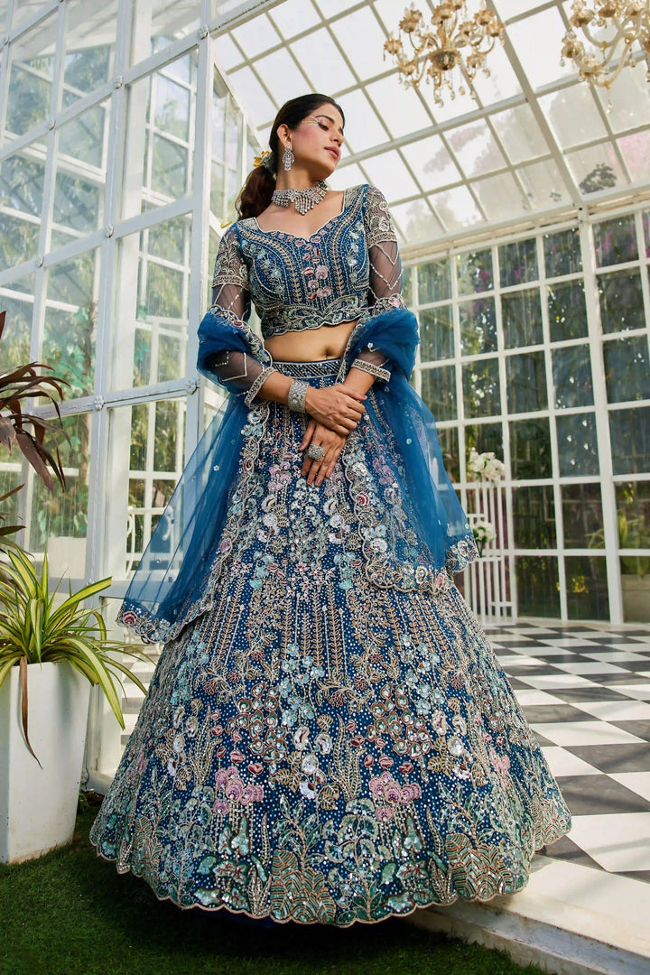 Exquisite Embroidered Lehenga | Net Fabric with Heavy Work Detailing