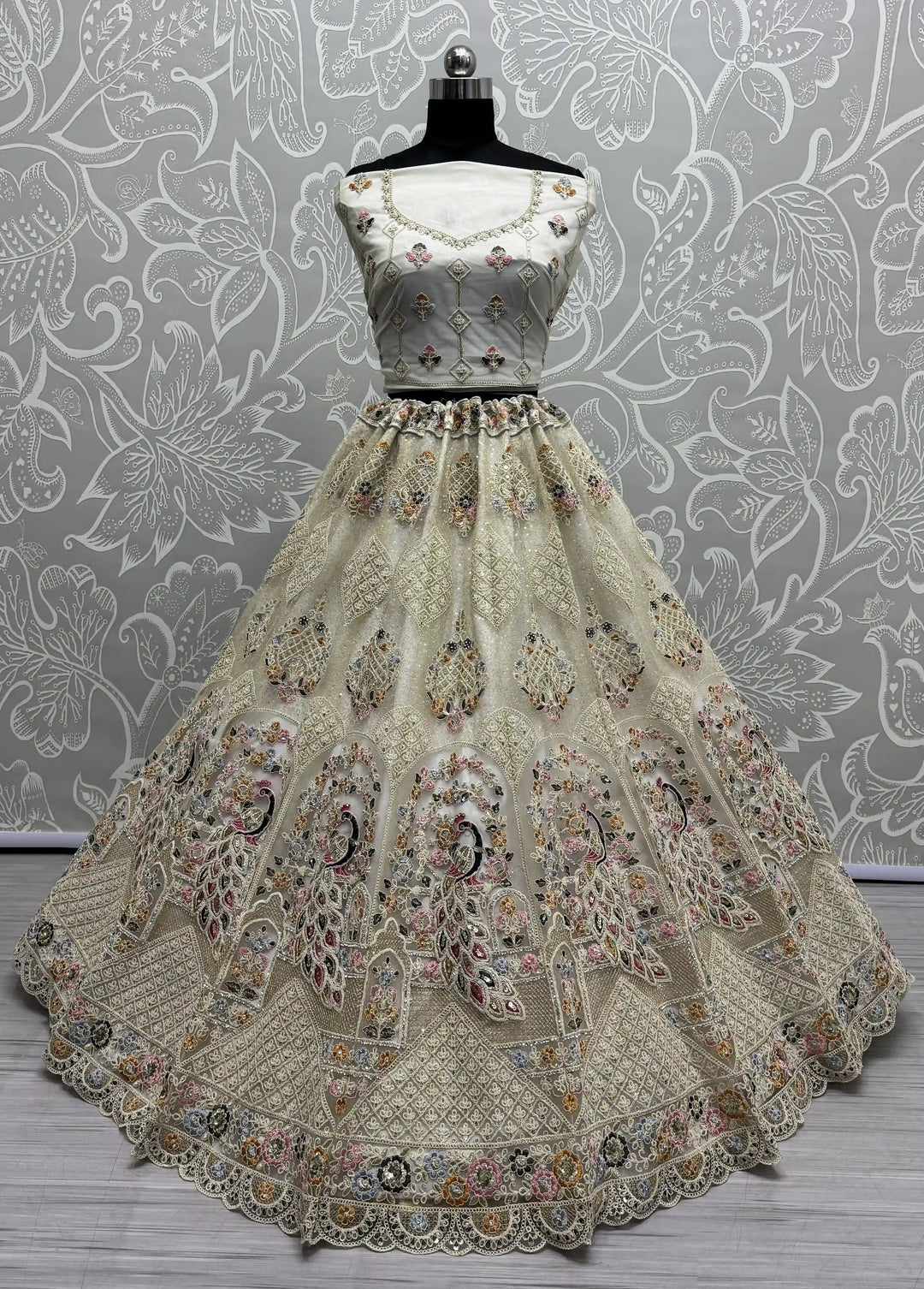 Designer Net Lehenga Choli | Dori & Zarkan Work Wedding & Festive Wear