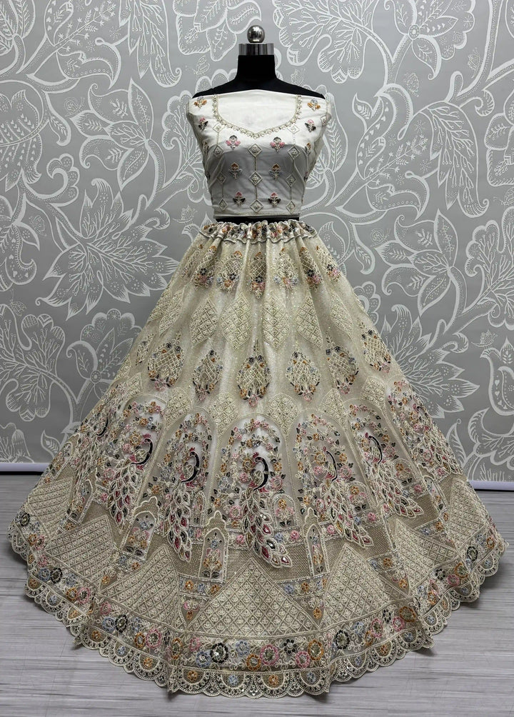 Designer Net Lehenga Choli | Dori & Zarkan Work Wedding & Festive Wear