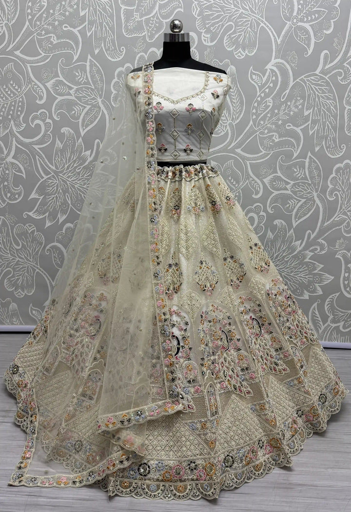 Designer Net Lehenga Choli | Dori & Zarkan Work Wedding & Festive Wear