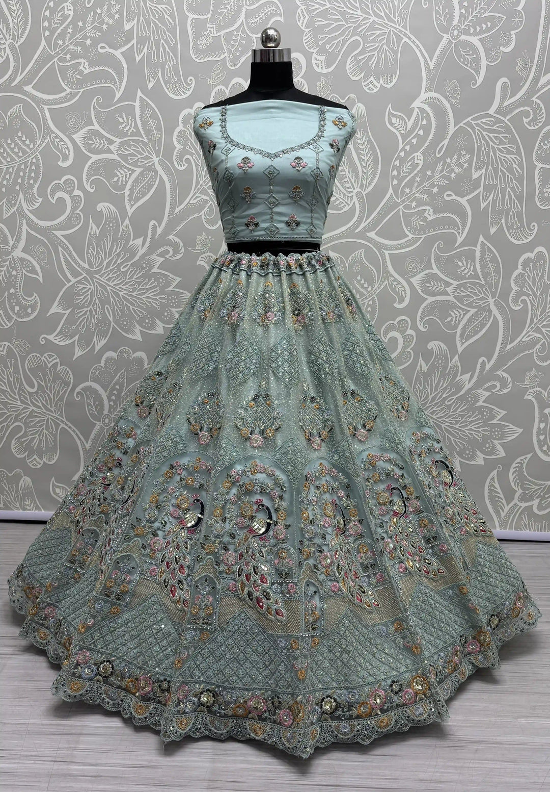 Designer Net Lehenga Choli | Dori & Zarkan Work Wedding & Festive Wear