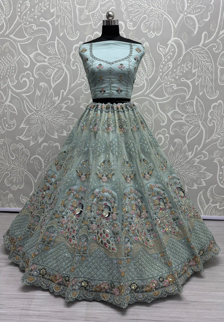 Designer Net Lehenga Choli | Dori & Zarkan Work Wedding & Festive Wear