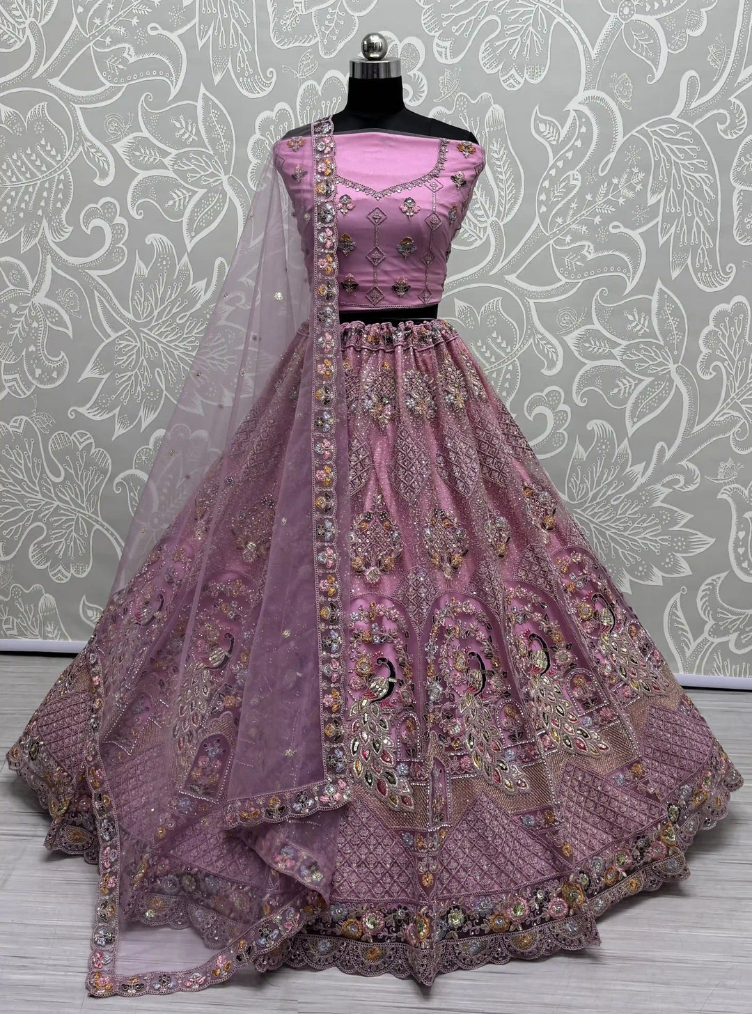 Designer Net Lehenga Choli | Dori & Zarkan Work Wedding & Festive Wear