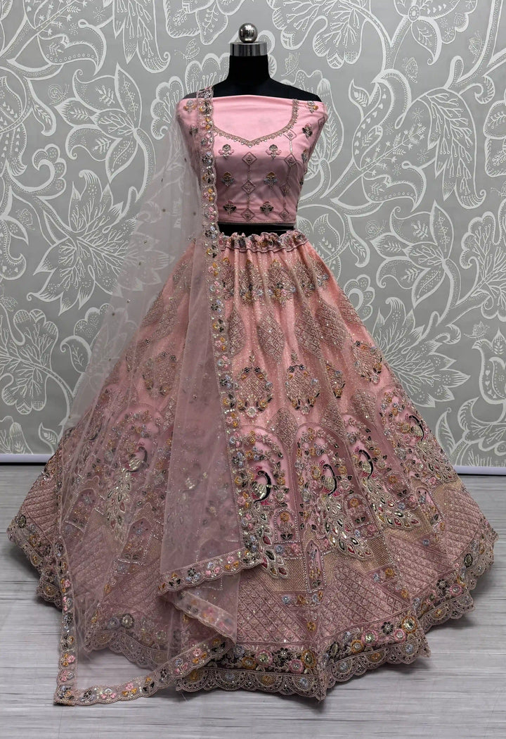 Designer Net Lehenga Choli | Dori & Zarkan Work Wedding & Festive Wear