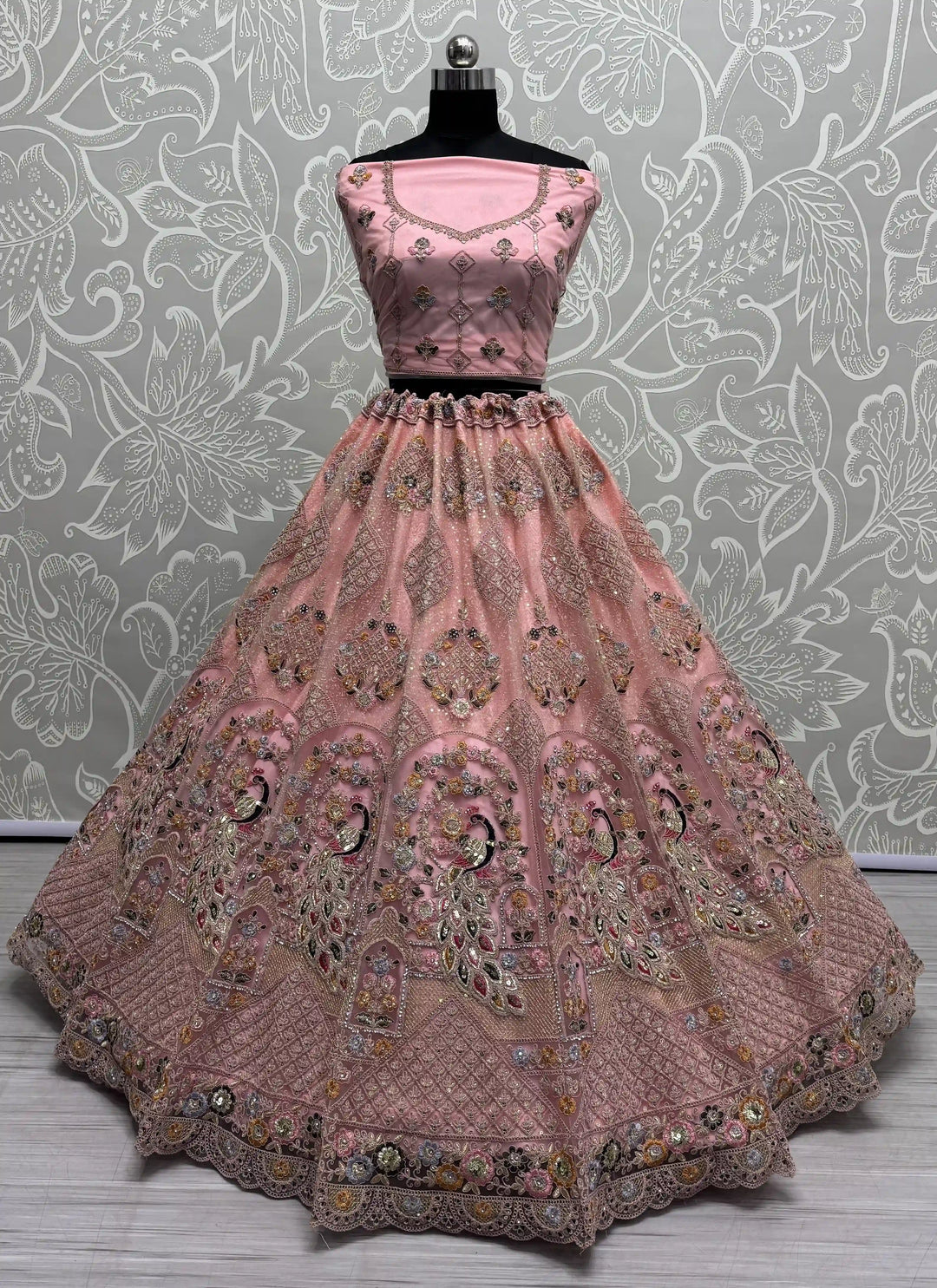 Designer Net Lehenga Choli | Dori & Zarkan Work Wedding & Festive Wear