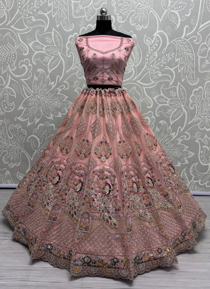 Designer Net Lehenga Choli | Dori & Zarkan Work Wedding & Festive Wear
